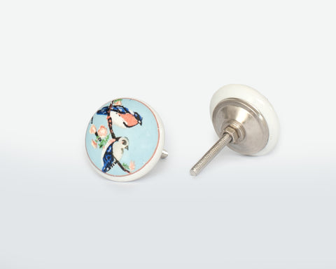 Round Bird design ceramic door knobs - Porcelain Cabinet Drawer- Chic Home Decor