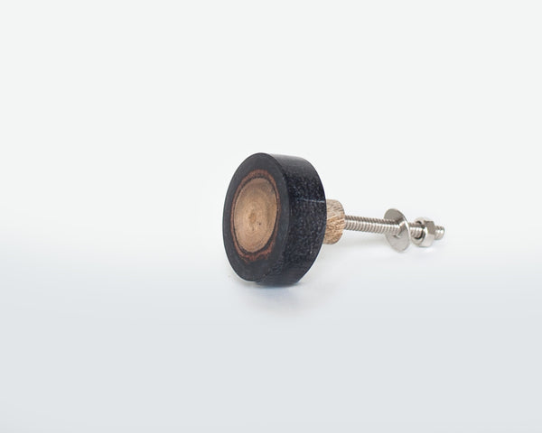 Black Round Resin and Timber Drawer Knob - Resin and Timber Door Handle