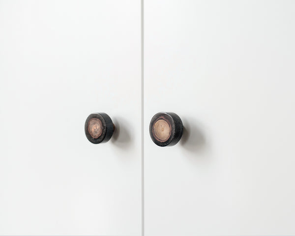 Black Round Resin and Timber Drawer Knob - Resin and Timber Door Handle