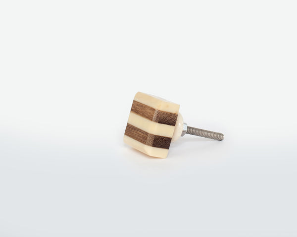 Brown and Beige Wood and Resin Drawer Knob - Resin and Timber Door Handle