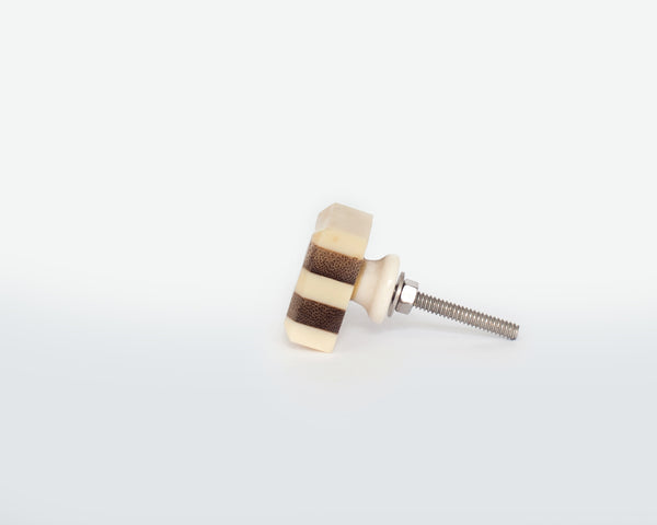 Brown and Beige Wood and Resin Drawer Knob - Resin and Timber Door Handle