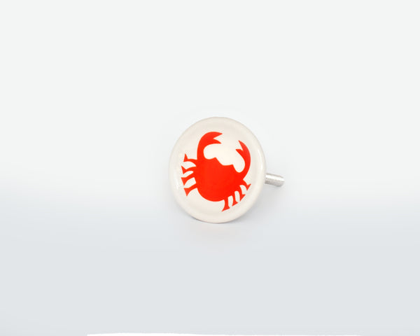 Crab Round Porcelain Door Knob - Ceramic Seaside Drawer Pull -Children Room Door Handle-  Nursery Hardware