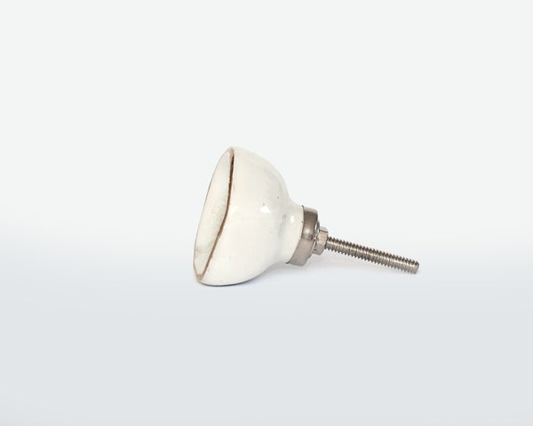 Handmade White and Gold Porcelain Door Knob - Ceramic Hardware - Contemporary